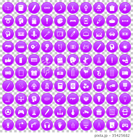 100 creative idea icons set purple 35425682