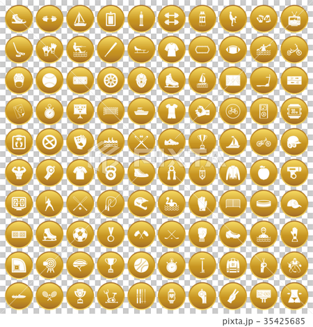 100 sport team icons set gold 35425685