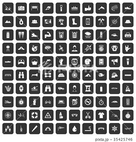 100 rafting icons set black 35425746