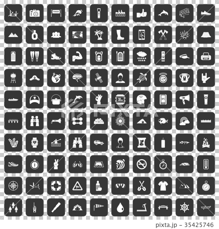 100 rafting icons set black 35425746