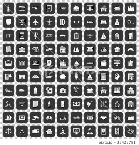 100 private property icons set black 35425781