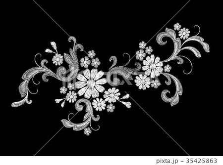 Realistic white vector embroidery fashion patch 35425863