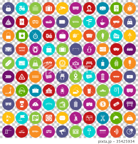100 railway icons set color 35425934
