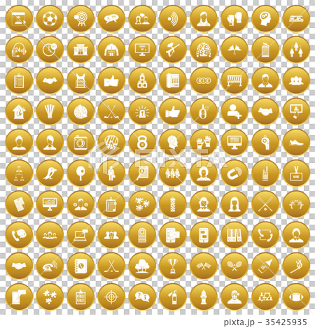 100 team icons set gold 35425935