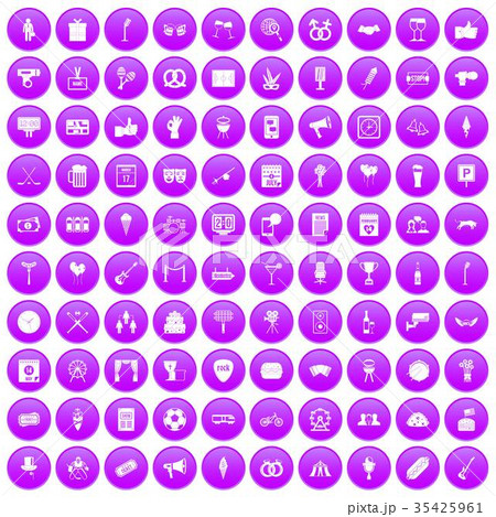 100 events icons set purple 35425961
