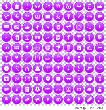 100 events icons set purple 35425961