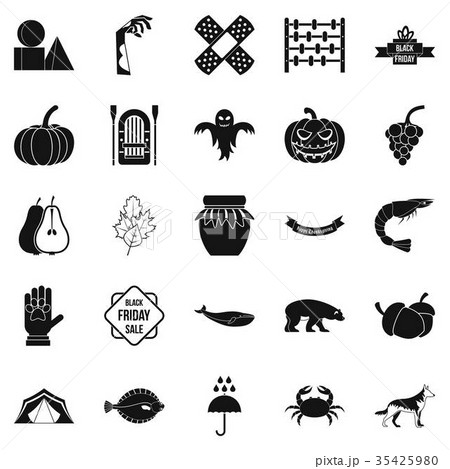 Leaf fall icons set, simple style 35425980