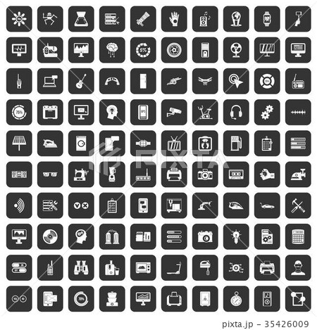 100 settings icons set black 100 settings icons set black 35426009