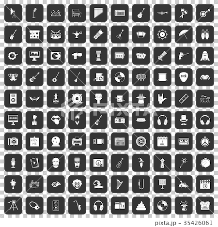 100 show business icons set black 35426061