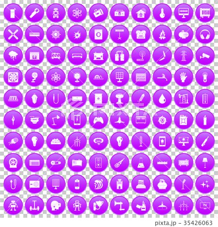 100 energy icons set purple 100 energy icons set purple 35426063