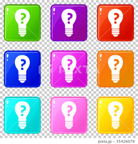 Light bulb with question mark inside set 9 35426079