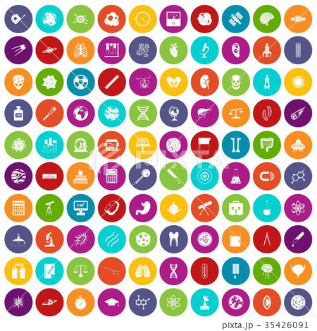 100 science icons set color 35426091