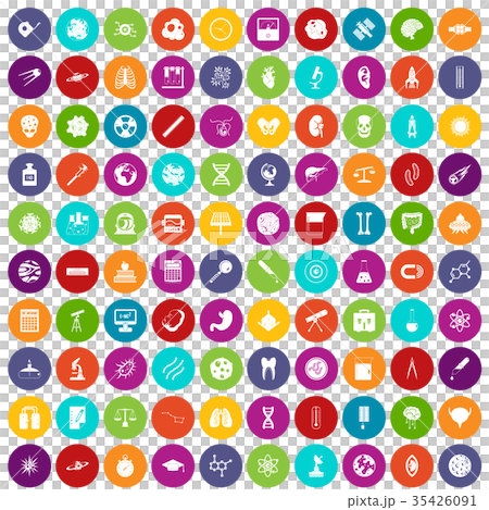 100 science icons set color 35426091