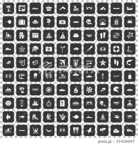 100 sea life icons set black 100 sea life icons set black 35426097