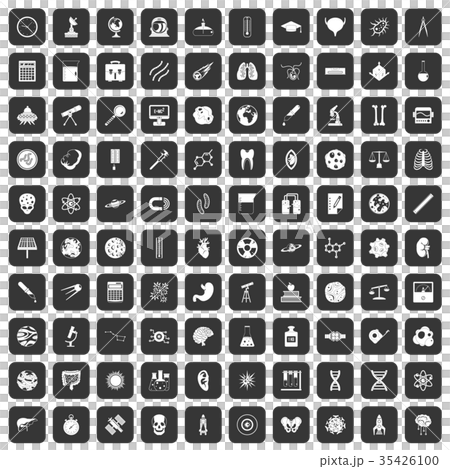 100 science icons set black 35426100