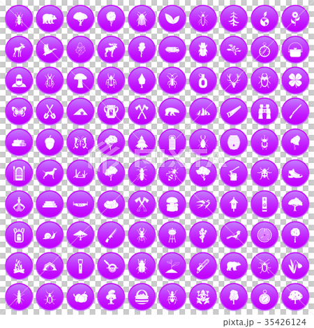 100 forest icons set purple 100 forest icons set purple 35426124