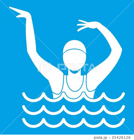 Swimmer in a swimming pool icon white Swimmer in a swimming pool icon white 35426126