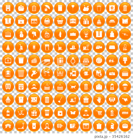 100 box icons set orangeのイラスト素材 [35426162] - PIXTA
