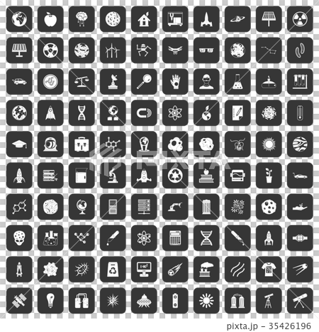 100 space technology icons set black 35426196
