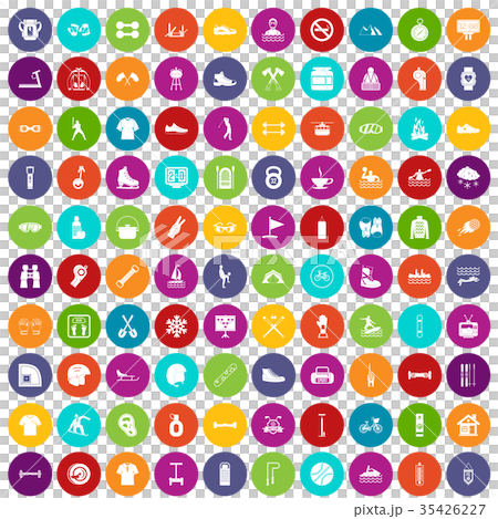 100 sport life icons set color 35426227