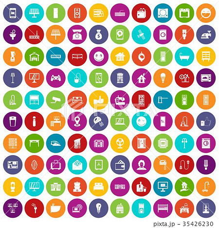 100 smart house icons set color 35426230