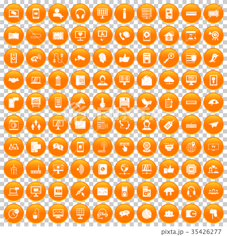 100 communication icons set orange 35426277