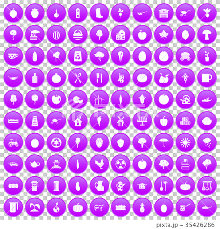 100 health food icons set purple 100 health food icons set purple 35426286