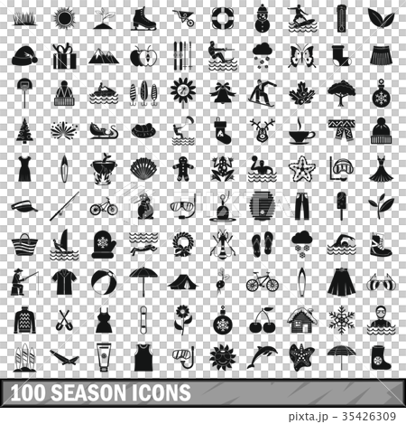100 season icons set, simple style 35426309
