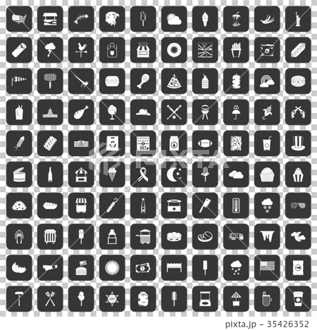 100 street food icons set black 100 street food icons set black 35426352