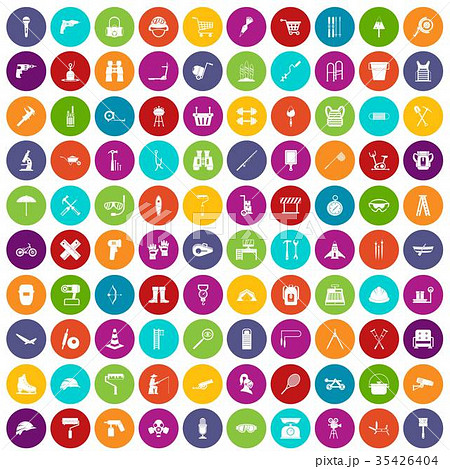 100 tackle icons set color 35426404