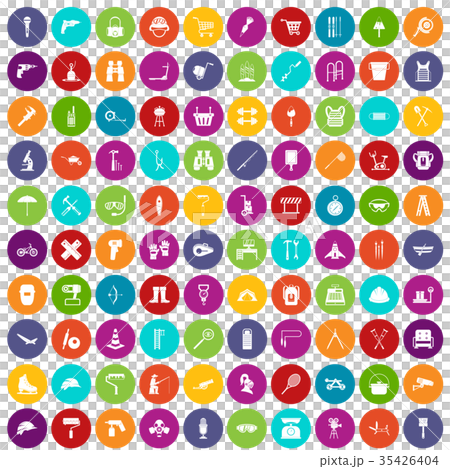 100 tackle icons set color 35426404