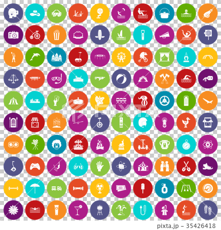 100 summer vacation icons set color 35426418