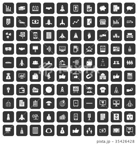 100 startup icons set black 35426428