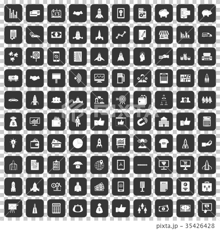 100 startup icons set black 35426428