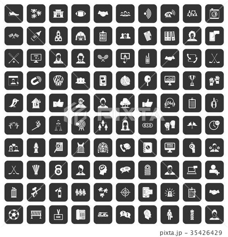 100 team icons set black 35426429