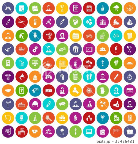 100 team building icons set color 35426431