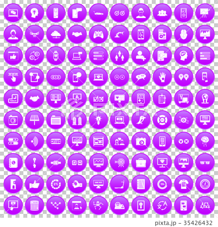 100 interface icons set purple 35426432