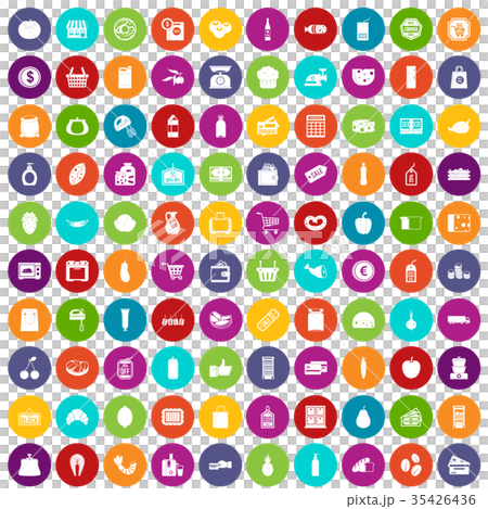 100 supermarket icons set color 35426436
