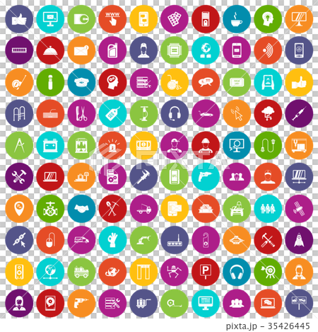 100 support icons set color 35426445