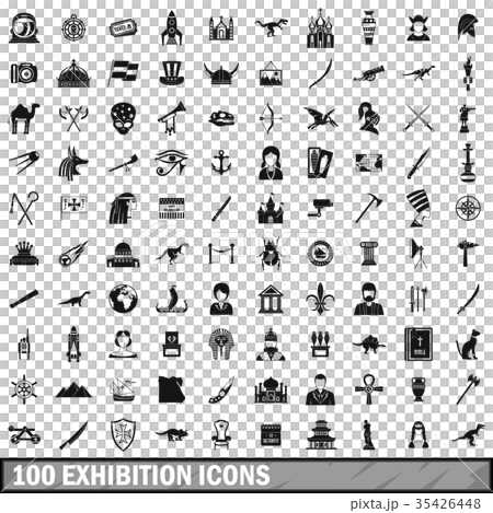 100 exhibition icons set, simple style 100 exhibition icons set, simple style 35426448