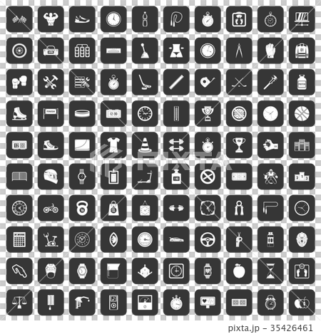 100 stopwatch icons set black 35426461