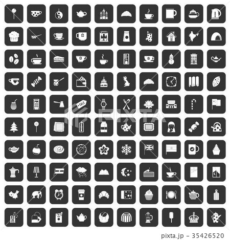 100 tea cup icons set black 100 tea cup icons set black 35426520