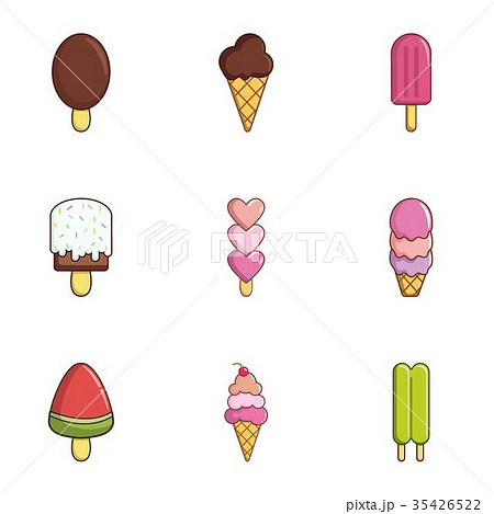 Different ice cream icons set, flat style Different ice cream icons set, flat style 35426522