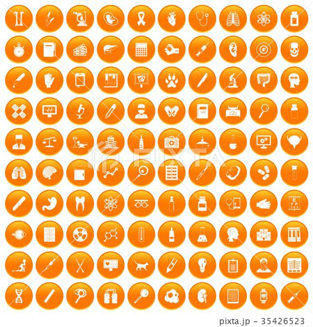 100 diagnostic icons set orange 100 diagnostic icons set orange 35426523