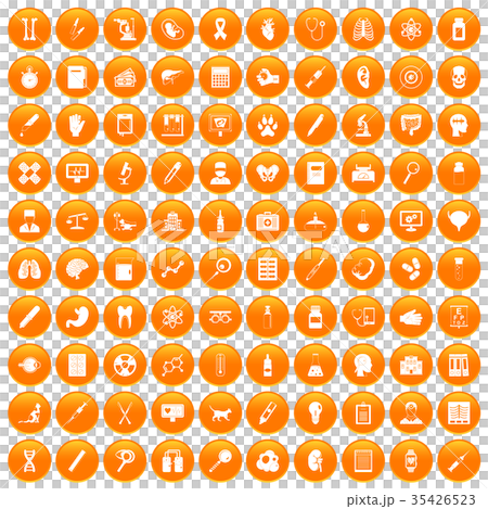 100 diagnostic icons set orange 100 diagnostic icons set orange 35426523