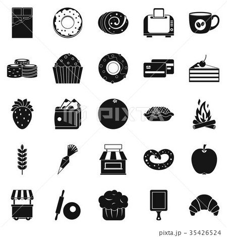 Pastry icons set, simple style Pastry icons set, simple style 35426524