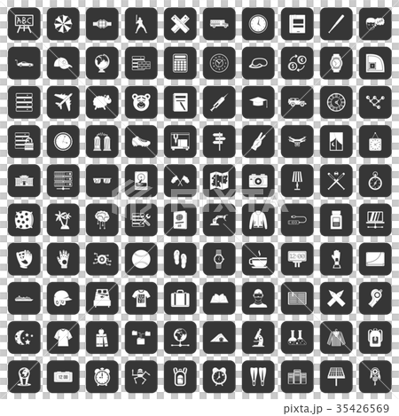 100 time icons set black 35426569