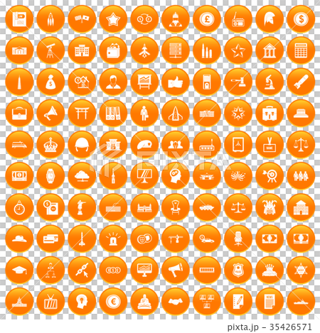100 government icons set orange 35426571