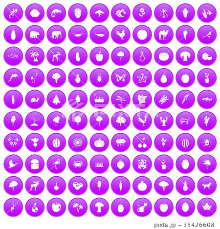 100 live nature icons set purple 100 live nature icons set purple 35426608