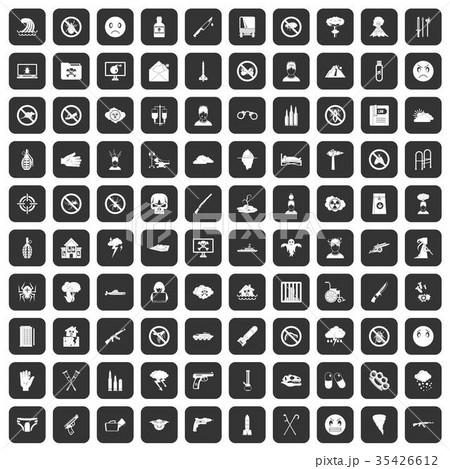 100 tension icons set black 35426612